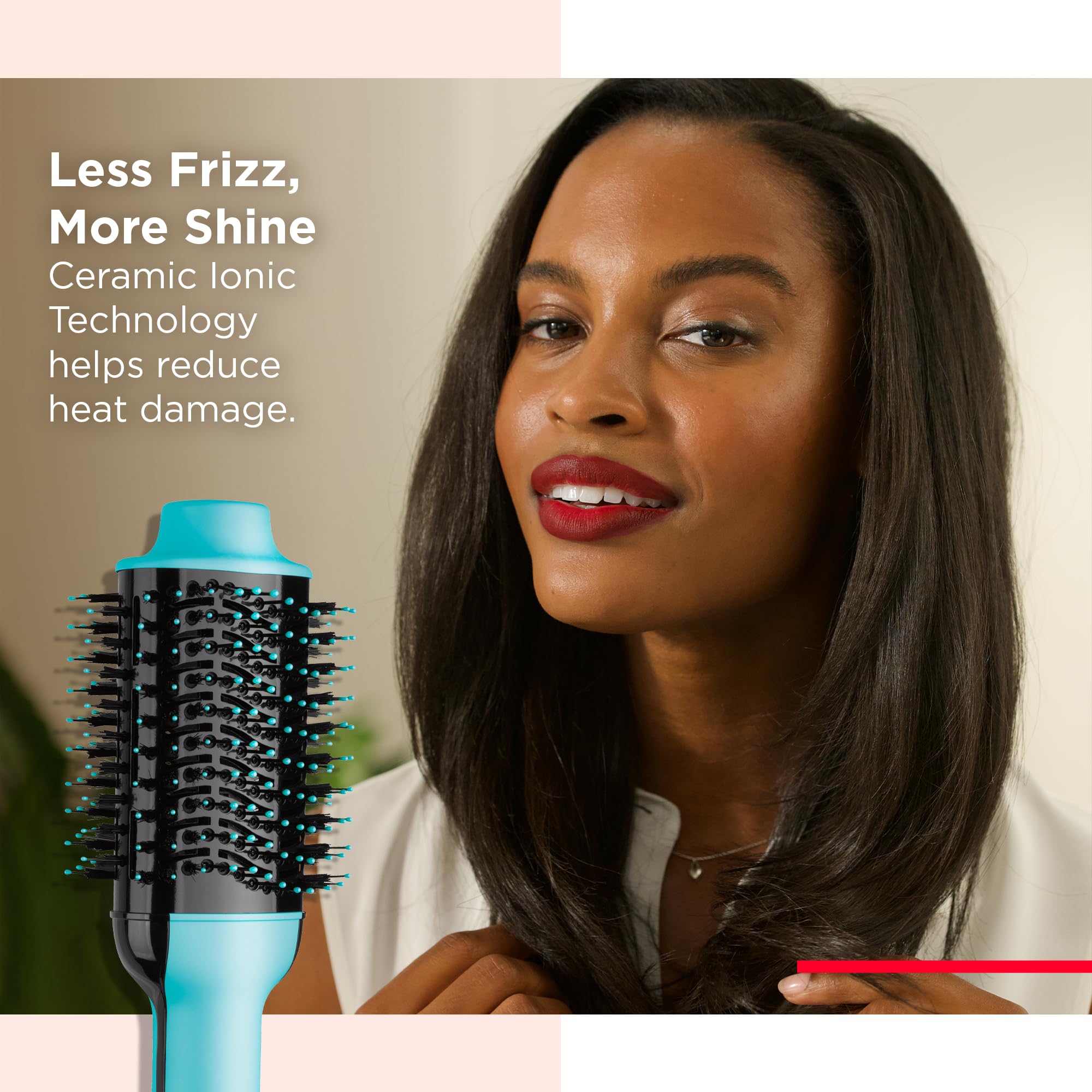 REVLON One-Step Mint side-angle highlighting root lift and volume.