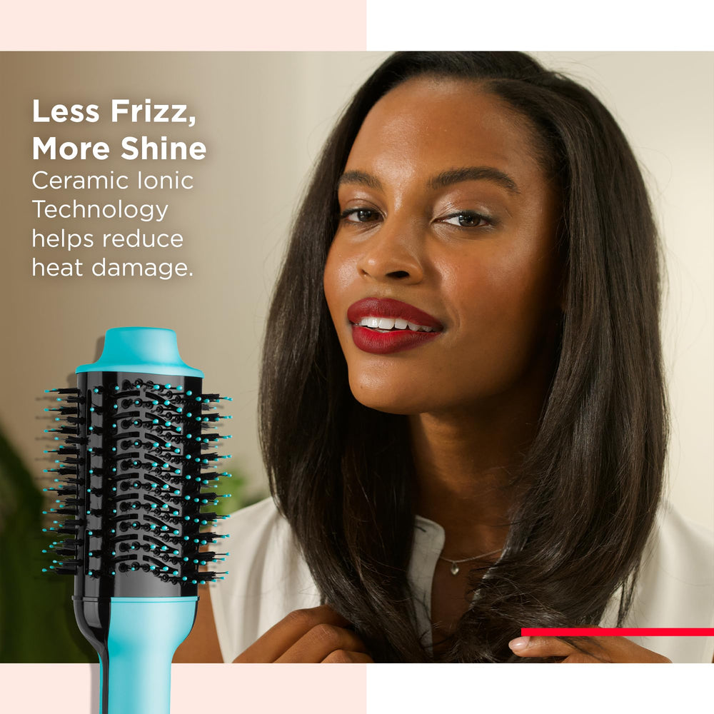 REVLON One-Step Mint side-angle highlighting root lift and volume.