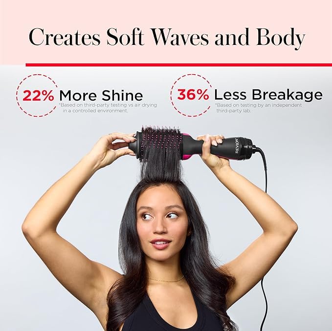 REVLON One-Step lifts roots for natural root-volume at the crown.