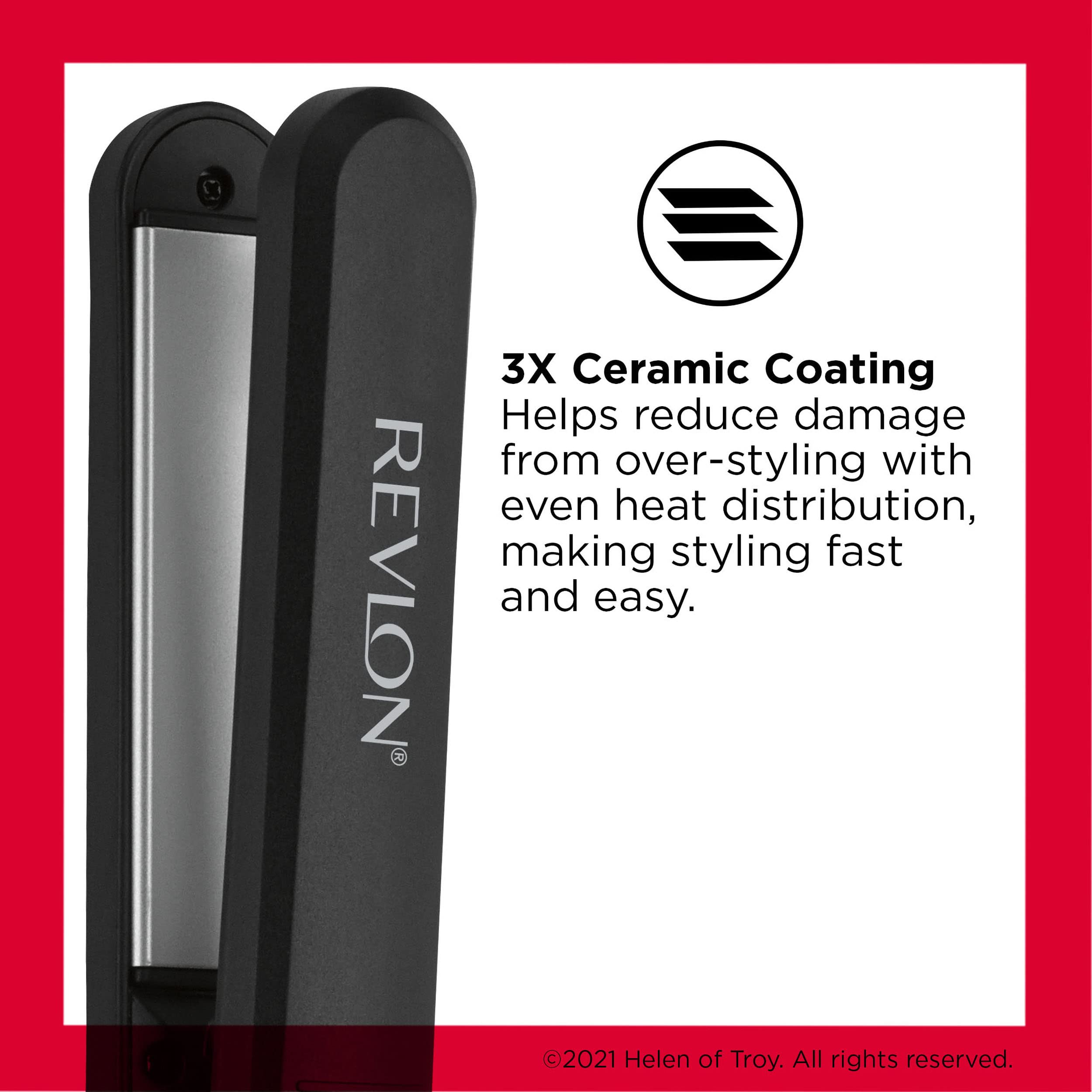 REVLON Perfect Heat flat iron digital display enables precise temperature control.