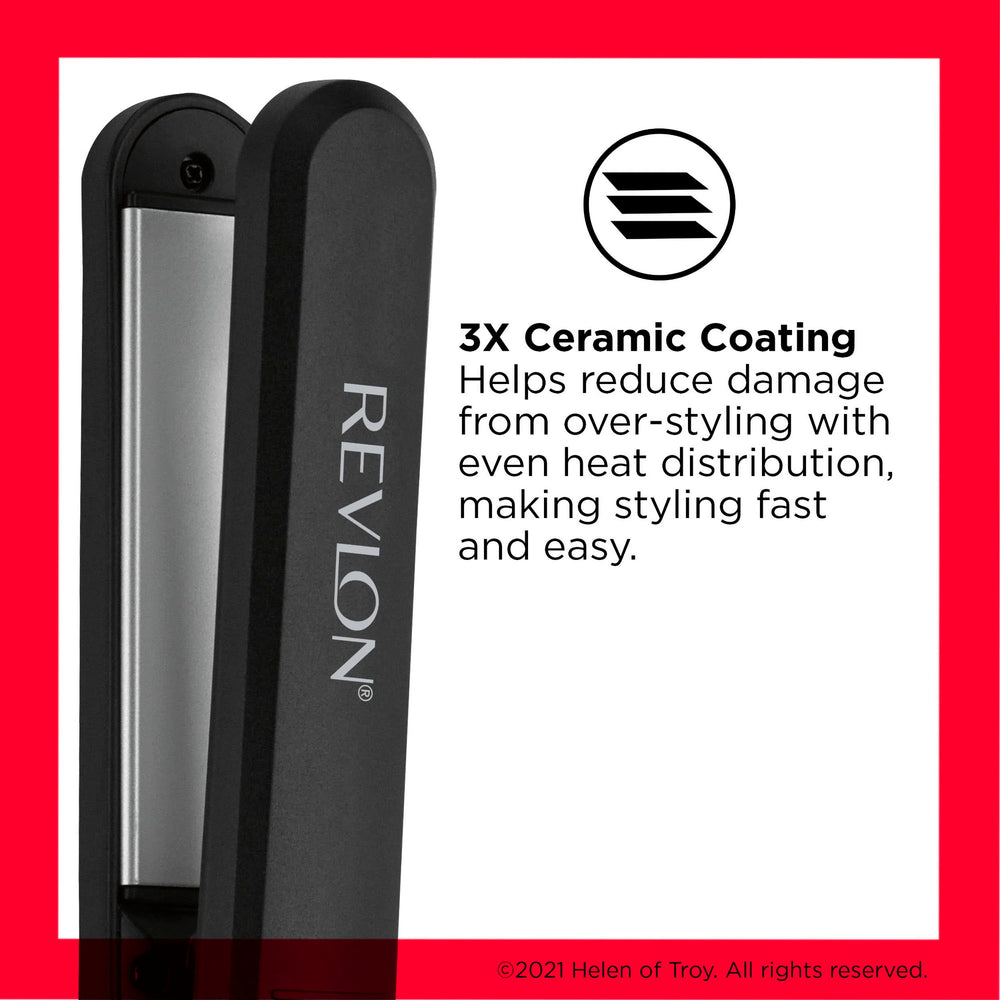 REVLON Perfect Heat flat iron digital display enables precise temperature control.