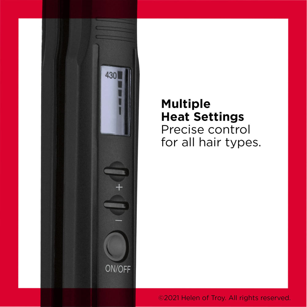 REVLON Perfect Heat flat iron true grip plates glide smoothly for easier styling.