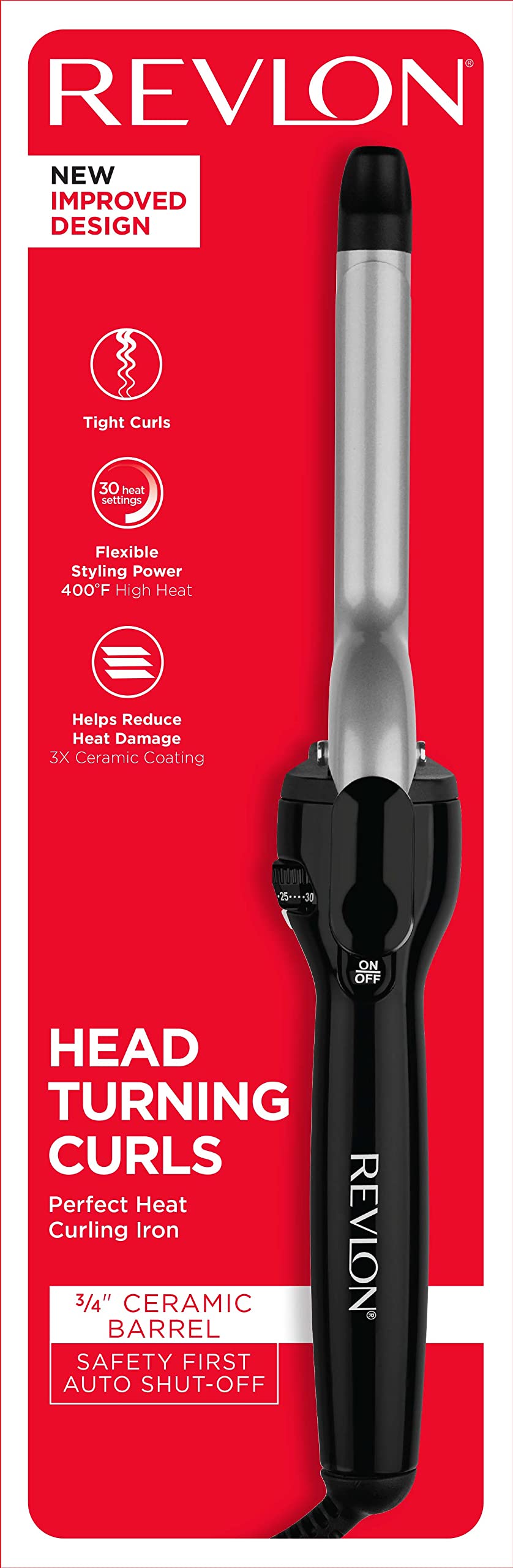 Revlon Perfect Heat curling iron 30-second heat-up speeds styling readiness