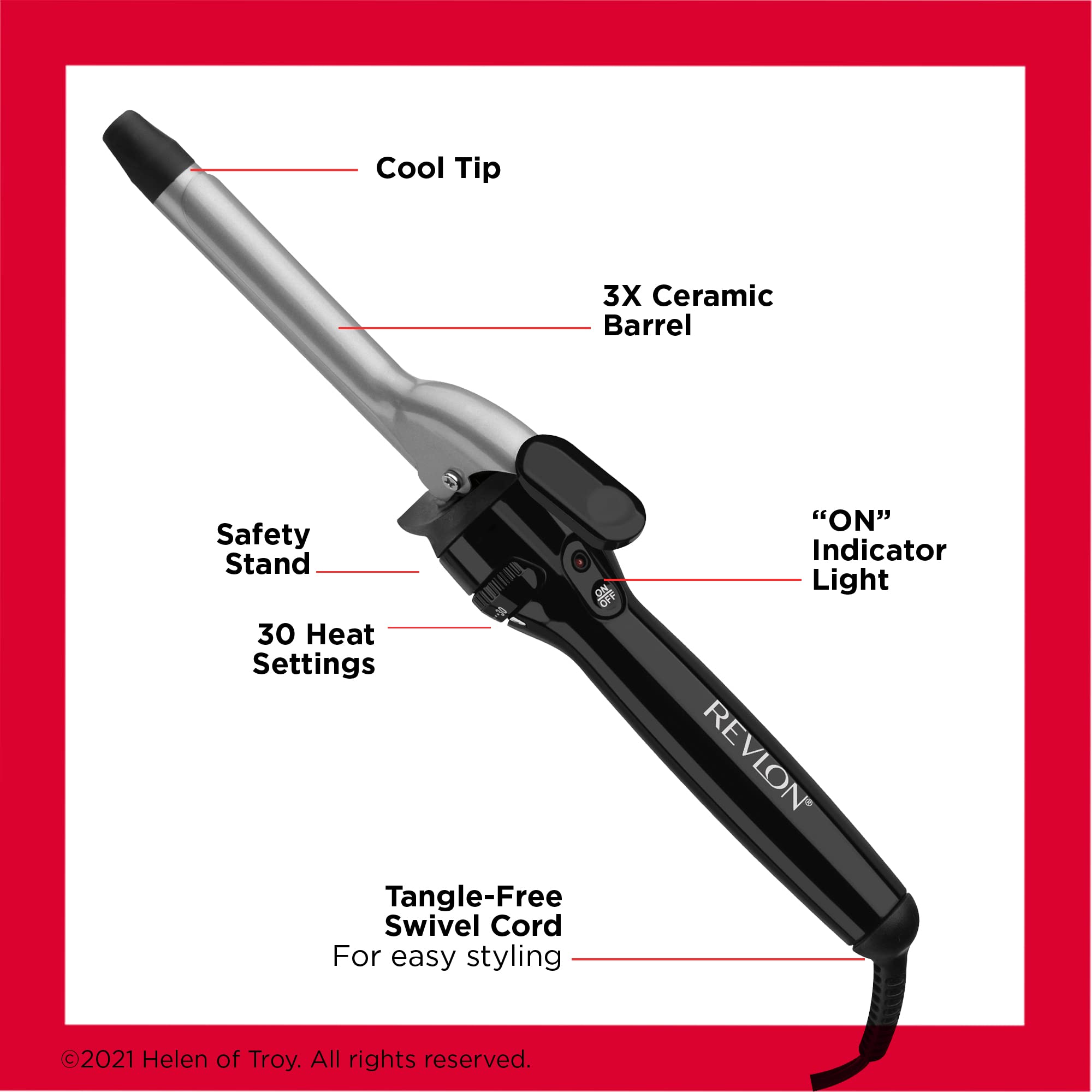 Revlon Perfect Heat curling iron 6ft swivel cord enables easy movement
