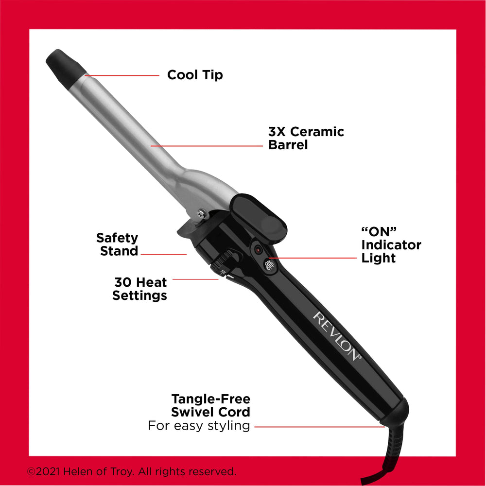 Revlon Perfect Heat curling iron 6ft swivel cord enables easy movement