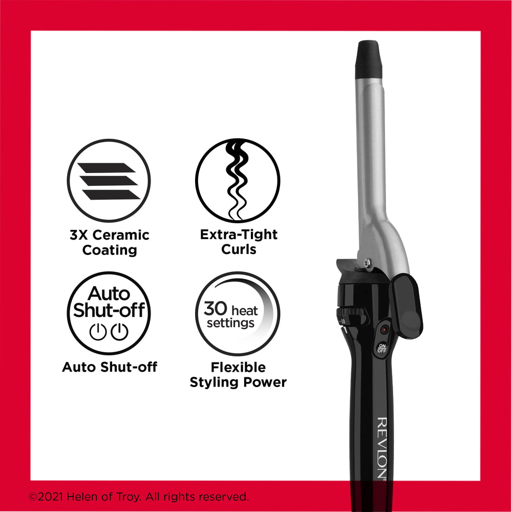 Revlon Perfect Heat curling iron auto shut-off provides peace-of-mind safety