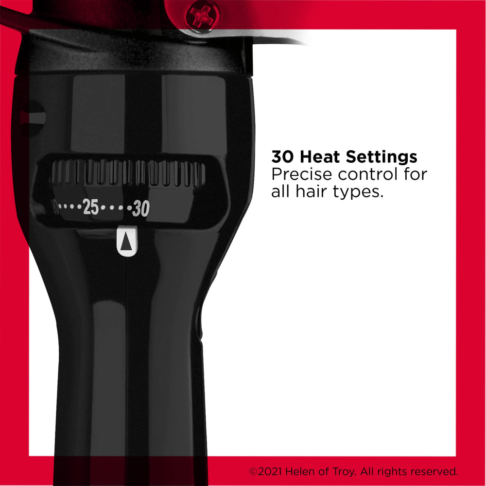 Revlon Perfect Heat curling iron ergonomic thumb-rest highlights comfortable styling grip