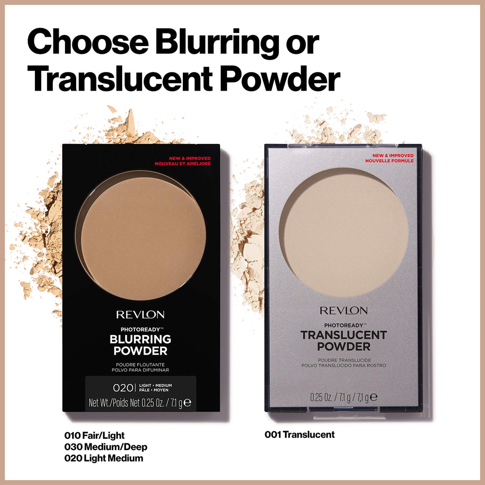 REVLON PhotoReady Blurring Powder offers long wear with film-forming polymers.