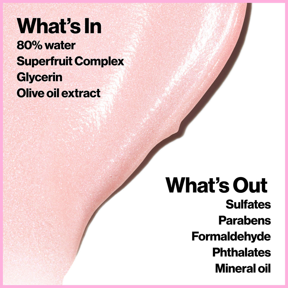 Revlon Rose Glow under-makeup swipe suggests primed, luminous base.