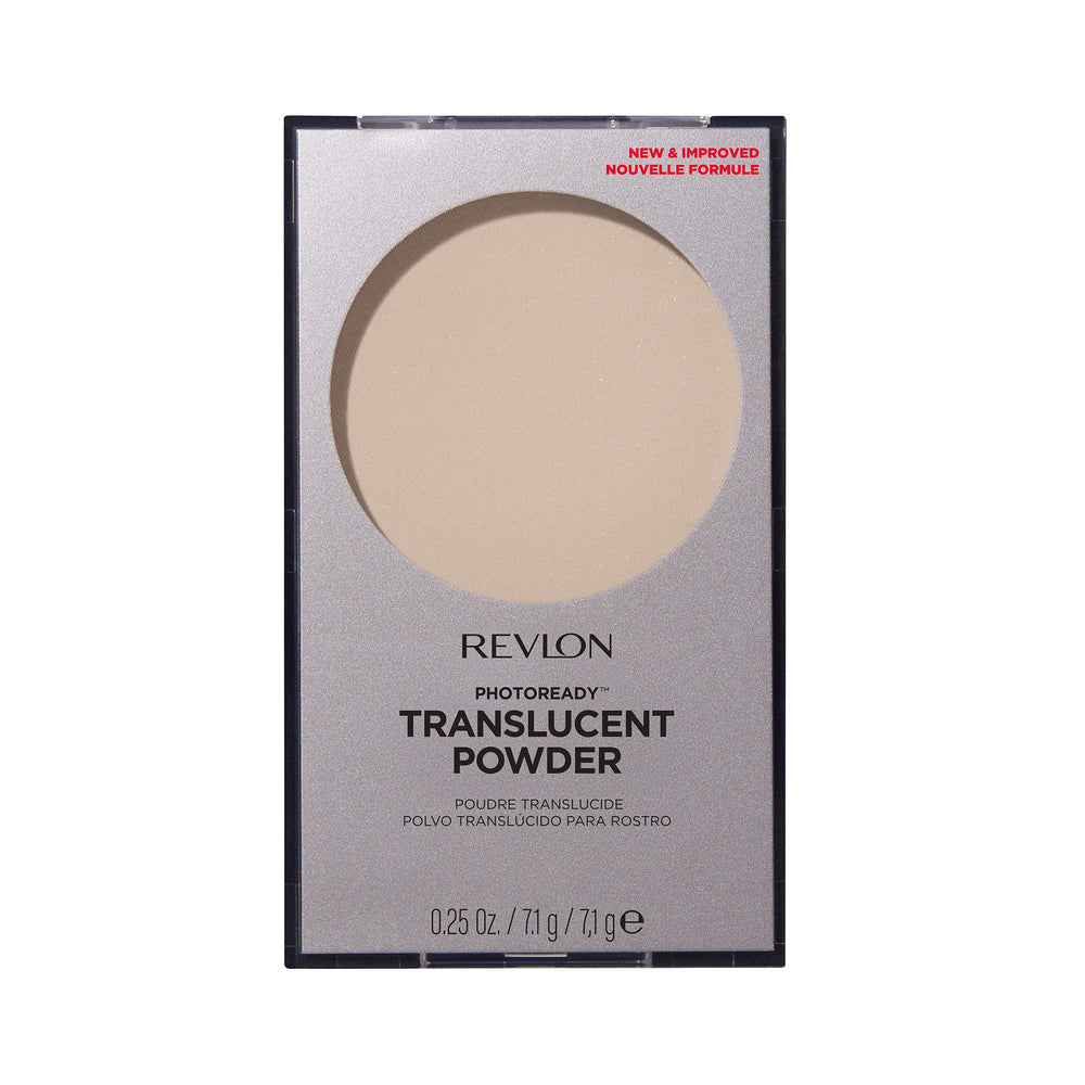 Revlon PhotoReady Blurring Powder compact with brush for shine-free touch-ups.