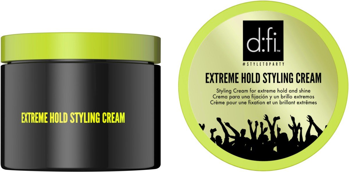 REVLON PROFESSIONAL D:FI Extreme Hold Styling Cream in hand applying to hair.