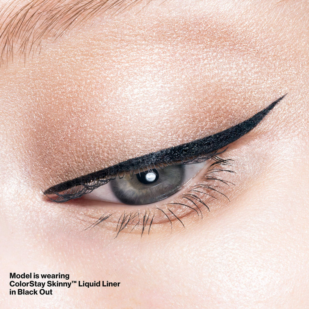 Revlon Skinny Liquid Eyeliner mahogany flame swatch in warm brown shade
