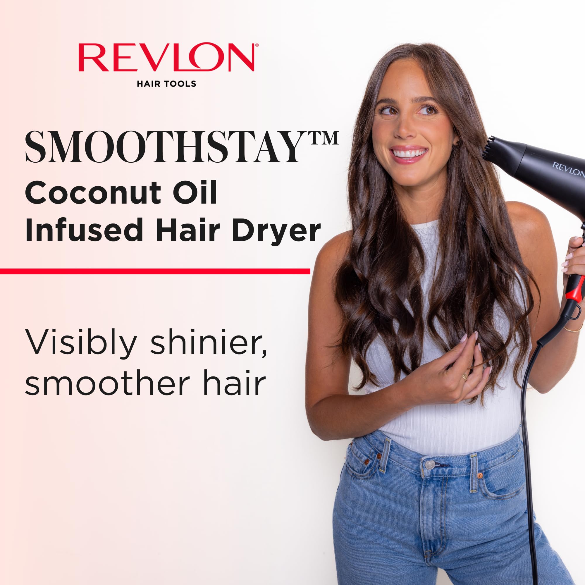 Revlon SmoothStay ceramic-tourmaline ionic technology reduces frizz for smoother hair.