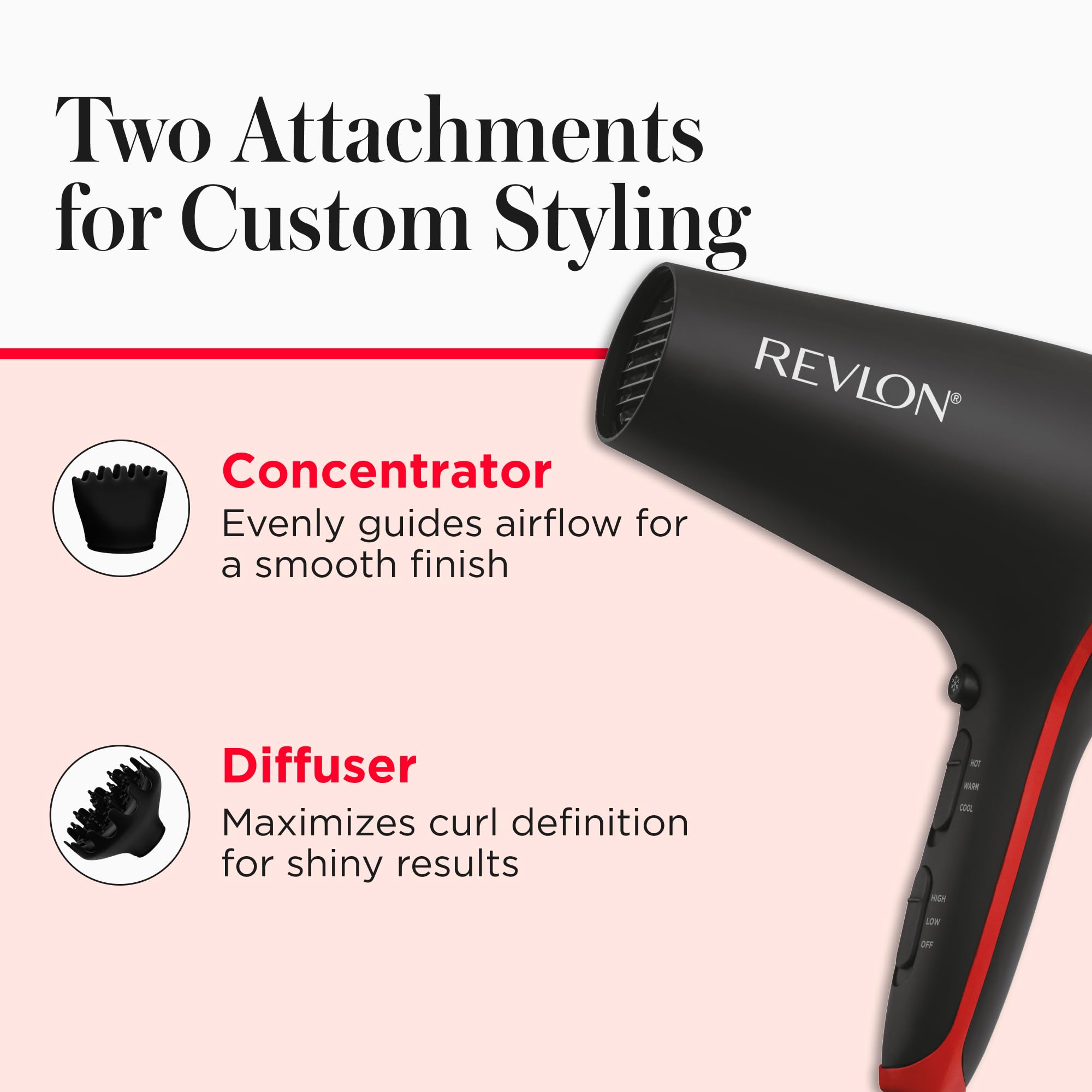 Revlon SmoothStay concentrator attachment delivers sleek, polished blowouts.