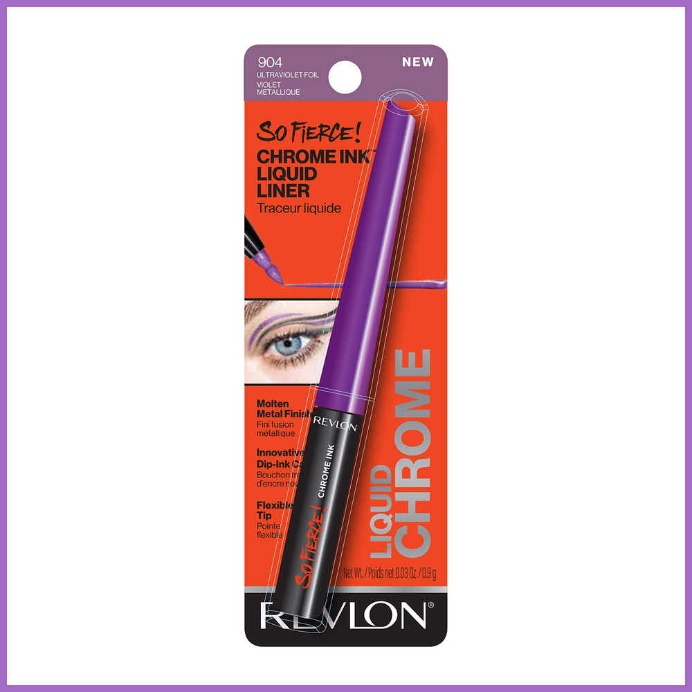 REVLON So Fierce Chrome Ink 0.03 oz packaging showcases compact design.