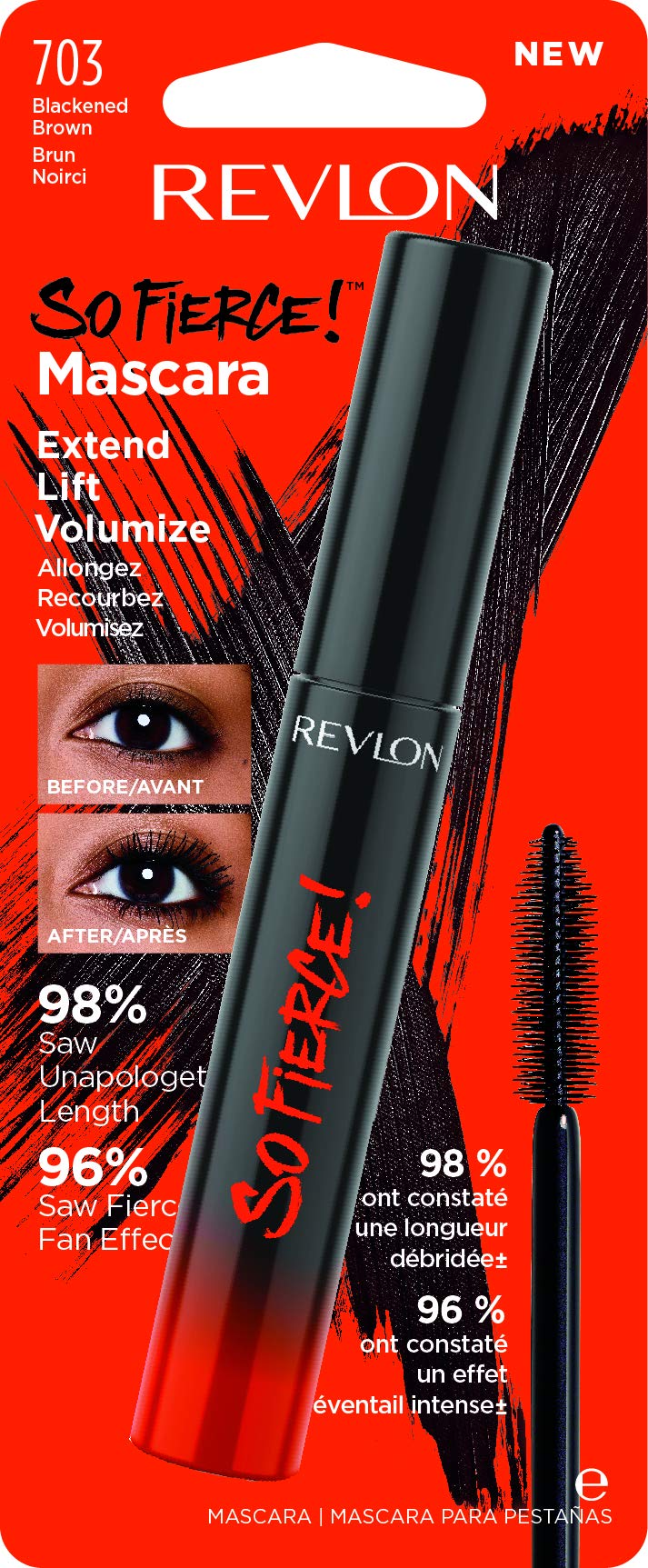 Revlon So Fierce Mascara after application shows a smudge-proof finish.