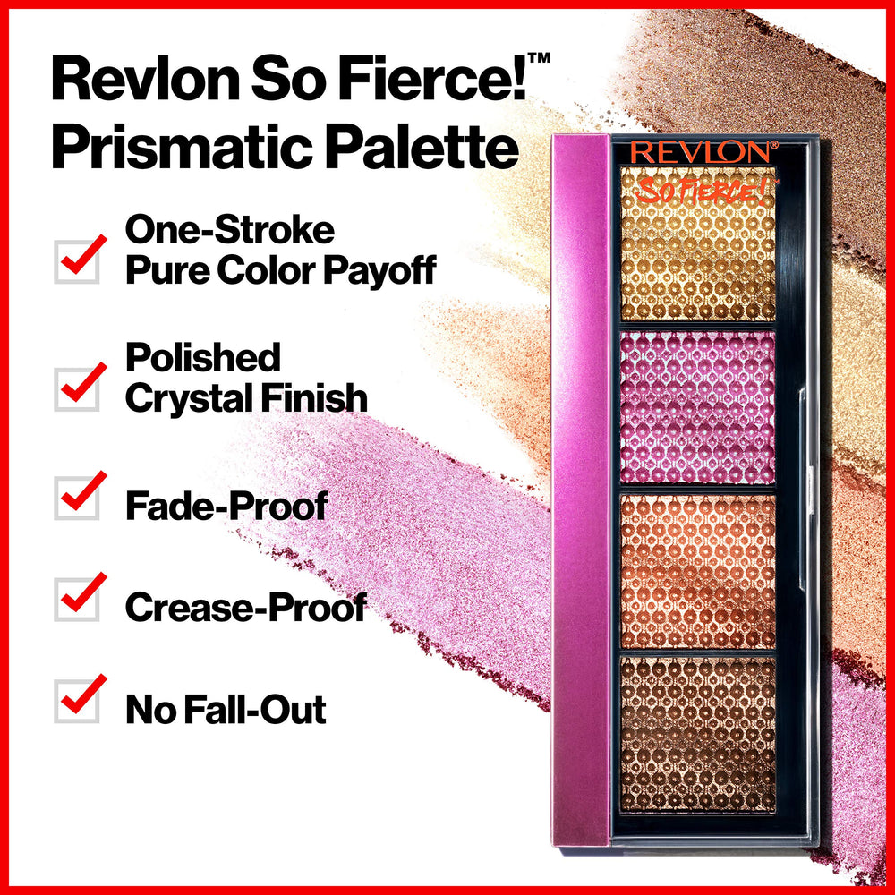 Revlon So Fierce Prismatic Eyeshadow Palette Tantrum application demonstrates blendable, crease-resistant color.