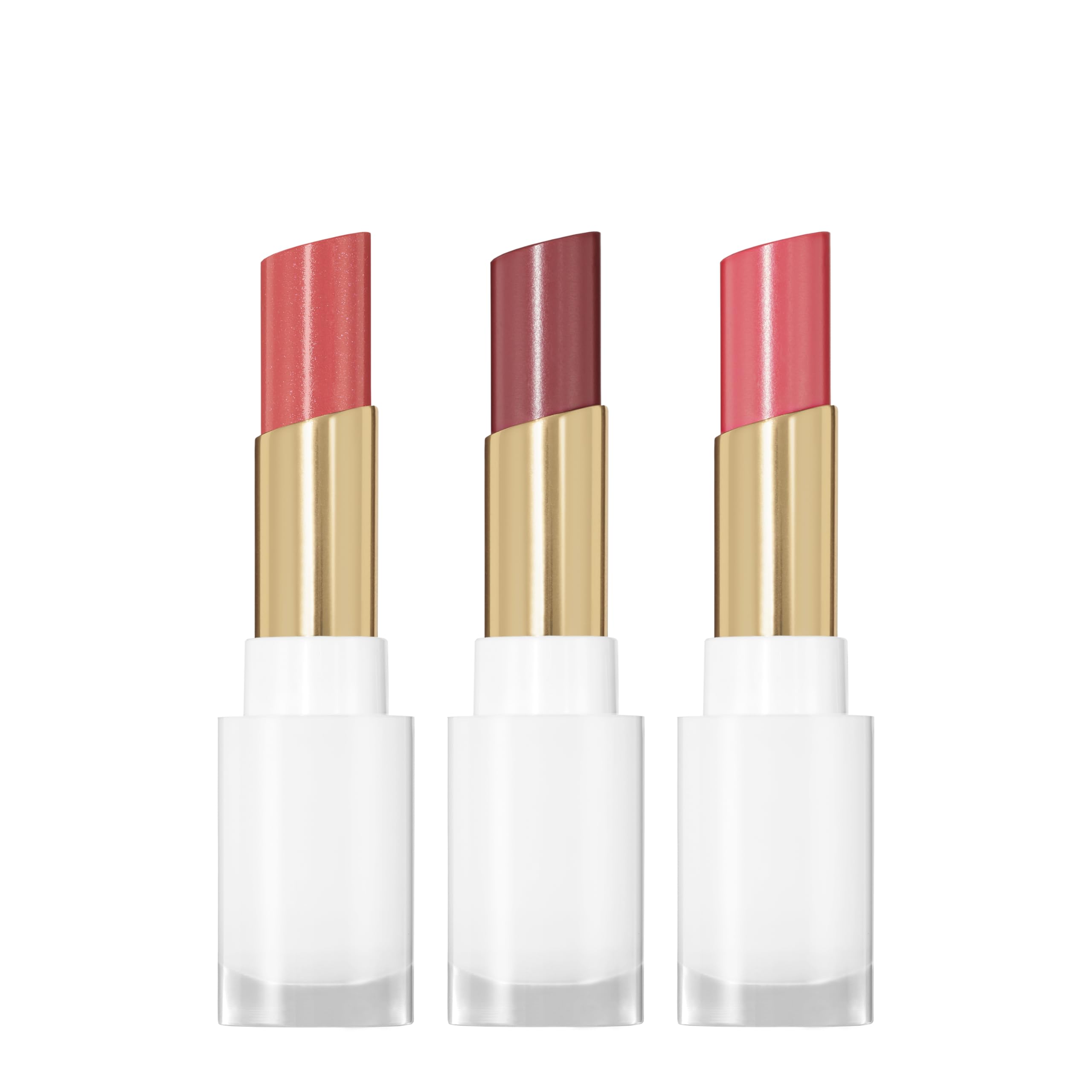 REVLON Glass Shine Balm Honey Shine swatch shows hydrating coral-rose glow for daily radiance.