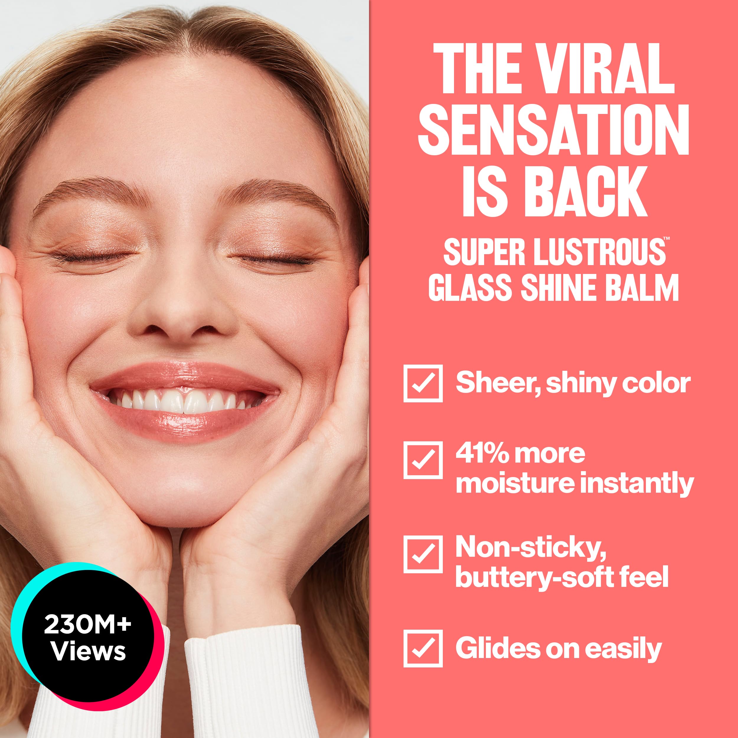 REVLON Glass Shine Balm Girly Swirly swatch reveals soft pink glow and hydrating shine.
