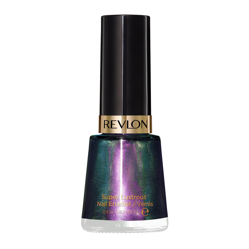 Revlon Super Lustrous Amethyst Smoke brush applying polish for smooth coverage.