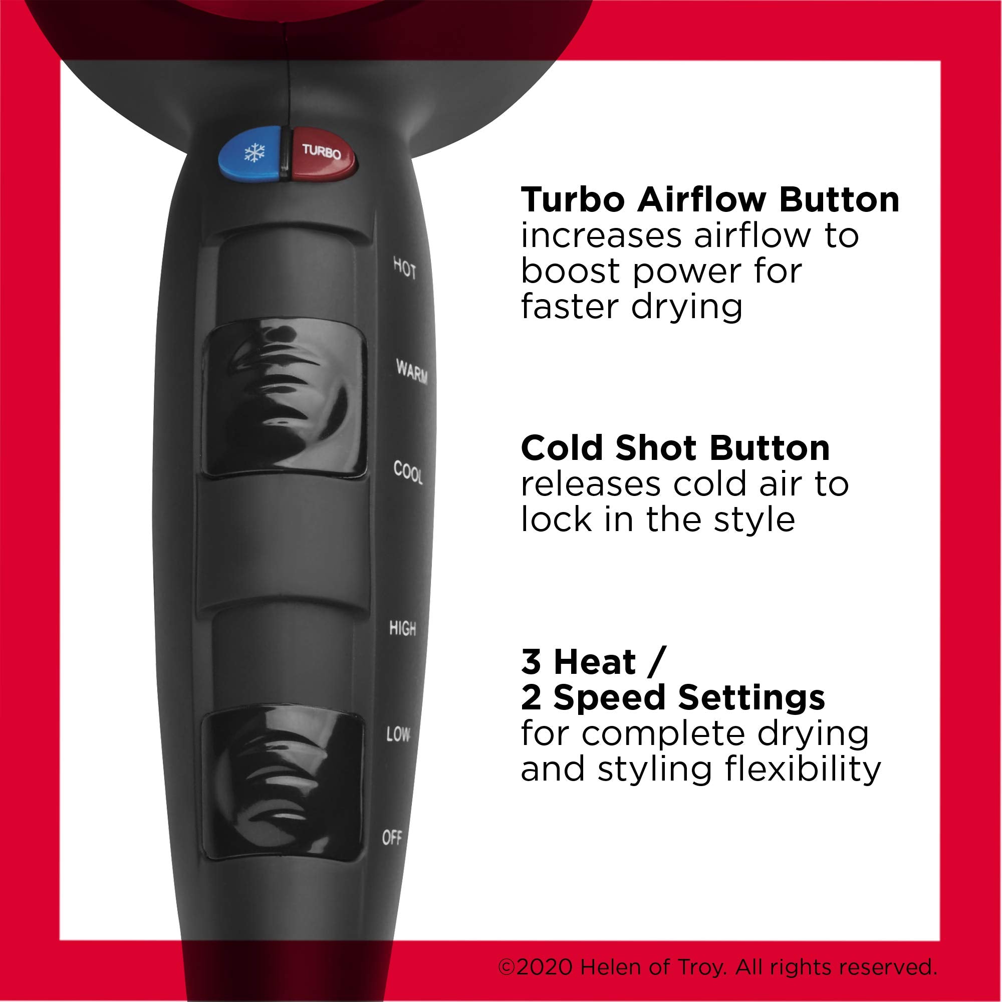 REVLON Turbo Hair Dryer ceramic coating delivering even heat distribution for gentler styling.