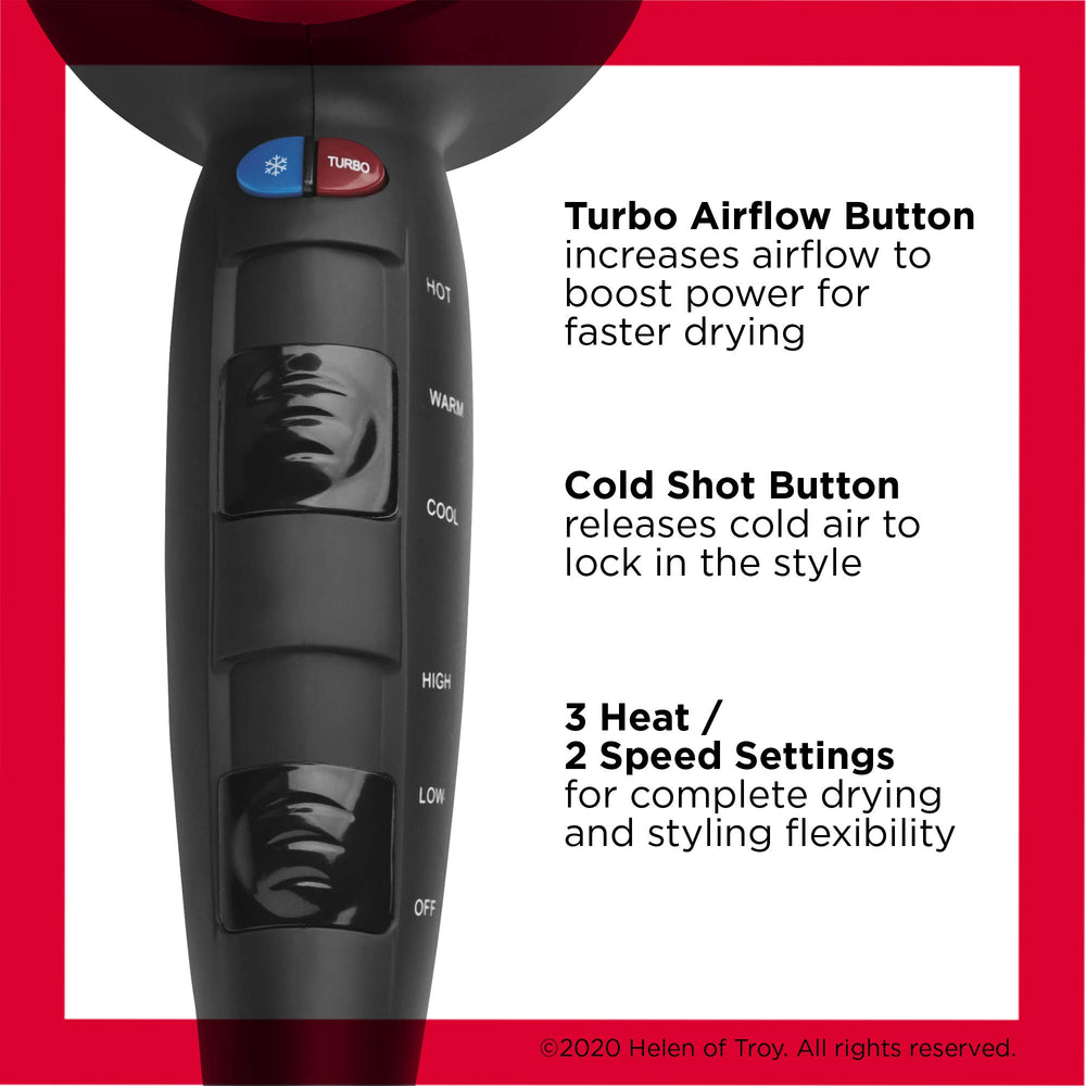 REVLON Turbo Hair Dryer ceramic coating delivering even heat distribution for gentler styling.