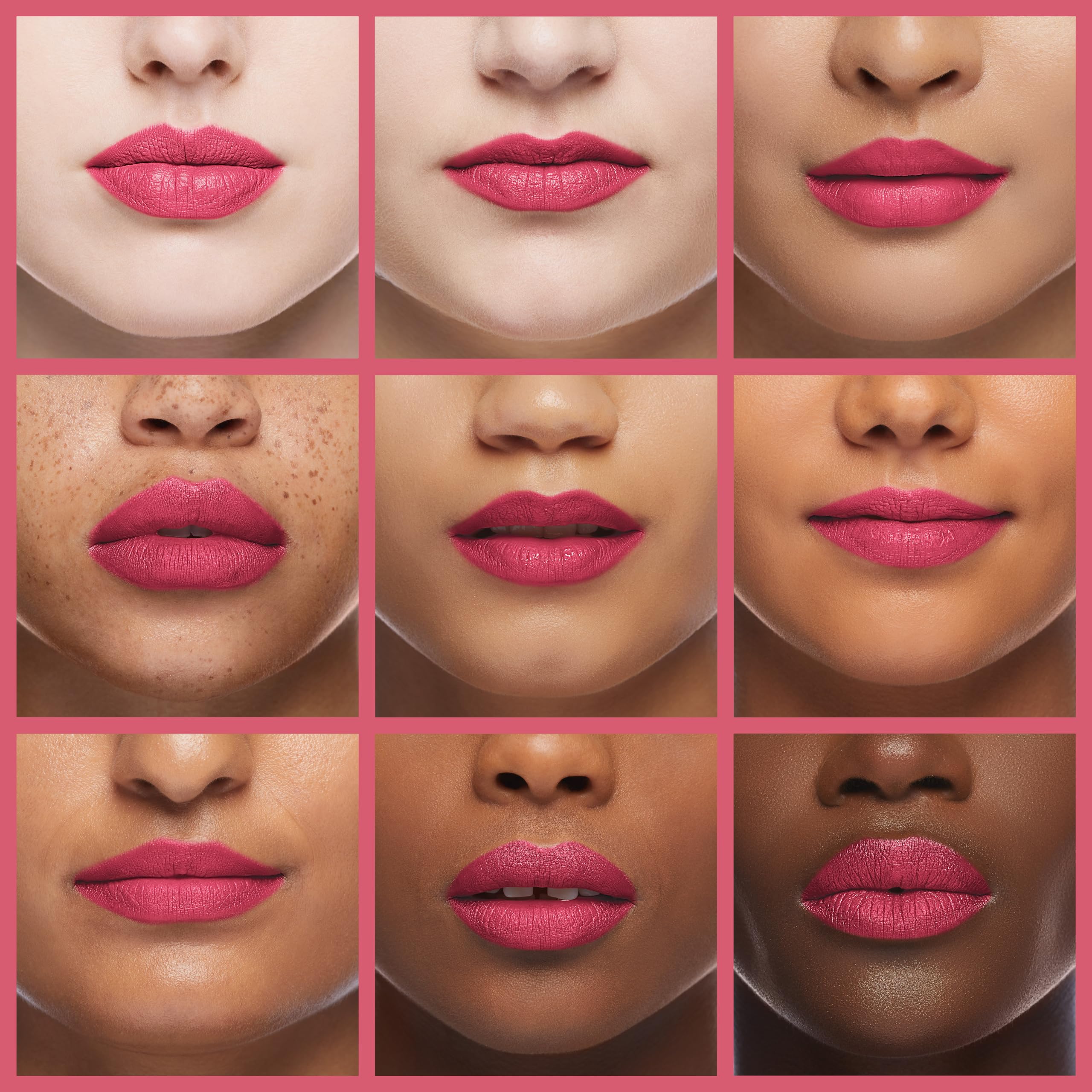 Revlon Ultra HD Matte Lipcolor Pink Devotion on lips shows lightweight, kissable matte wear.