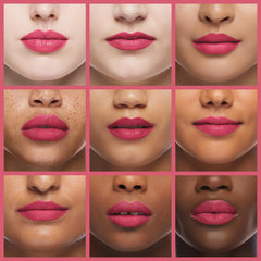 Revlon Ultra HD Matte Lipcolor Pink Devotion on lips shows lightweight, kissable matte wear.