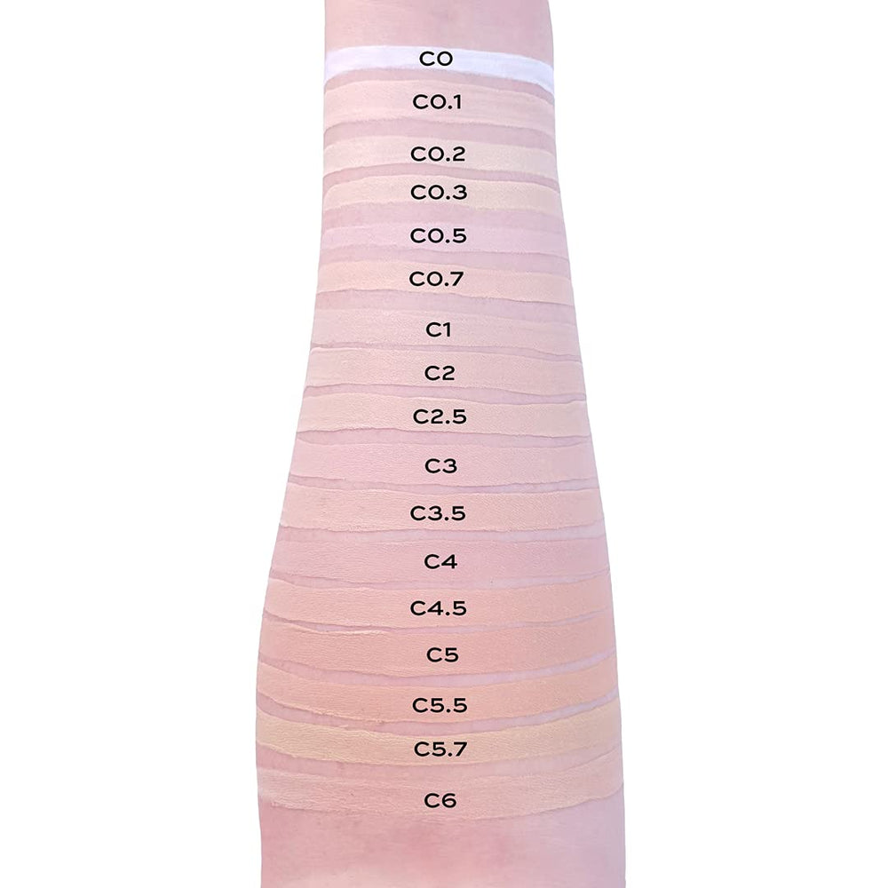 Revolution Beauty London Conceal & Define skin swatch showing C1 shade for fair to light tones