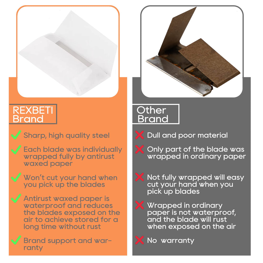 REXBETI blades strip decals from glass surfaces without residue.