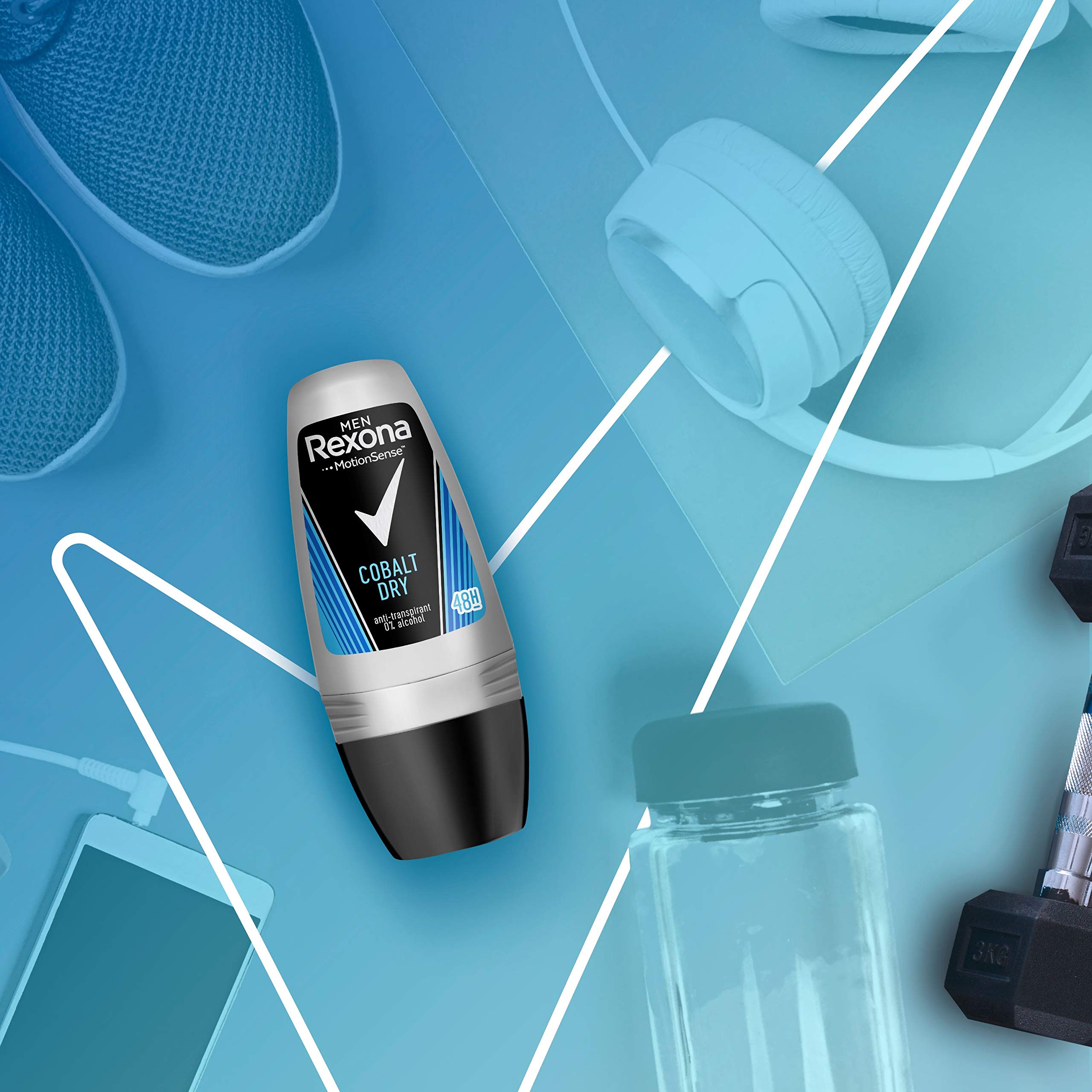Rexona Cobalt aluminum-free image emphasizes skin-friendly deodorant experience.