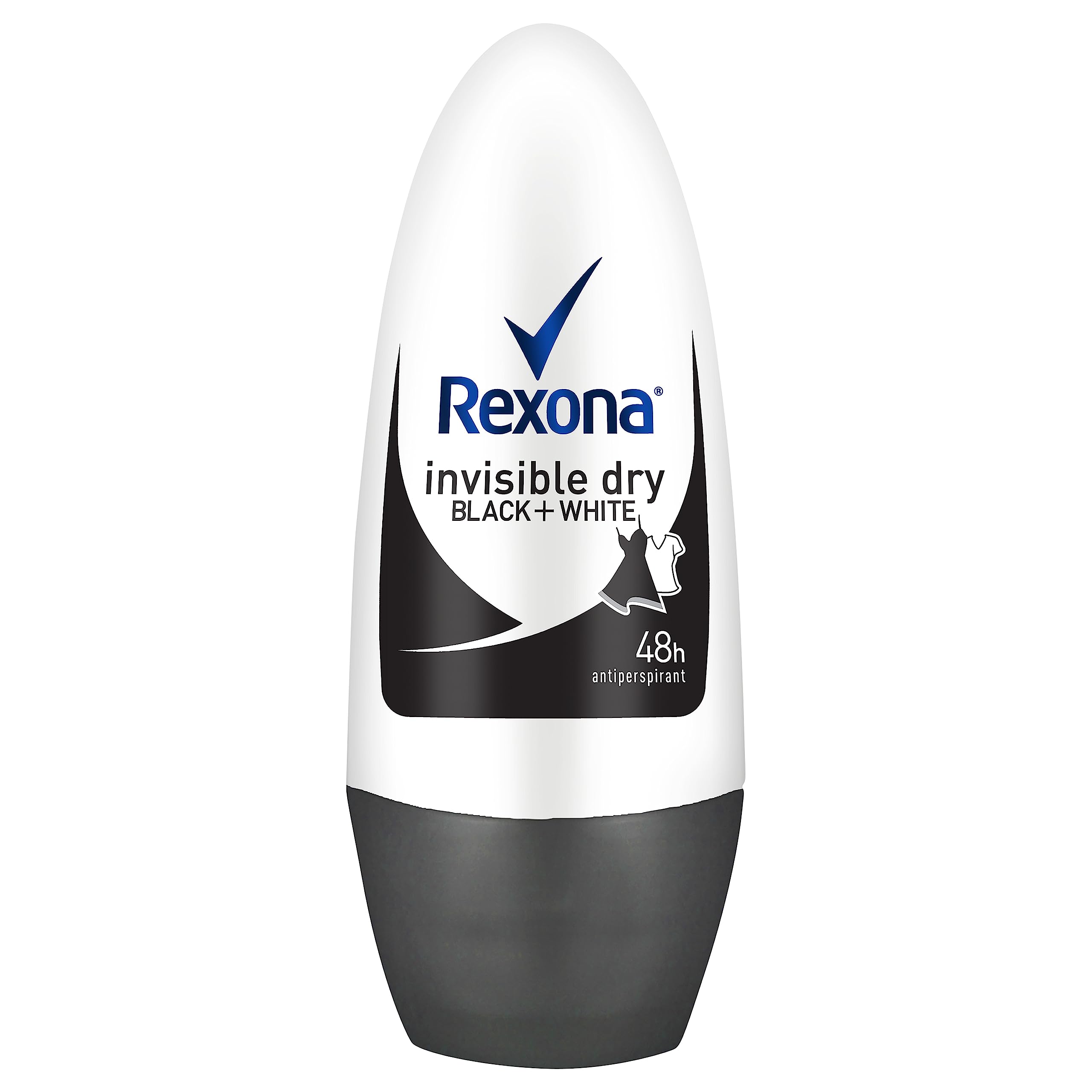 Rexona Women roll-on invisible-dry bottle demonstrates portable 50ml packaging for daily protection.