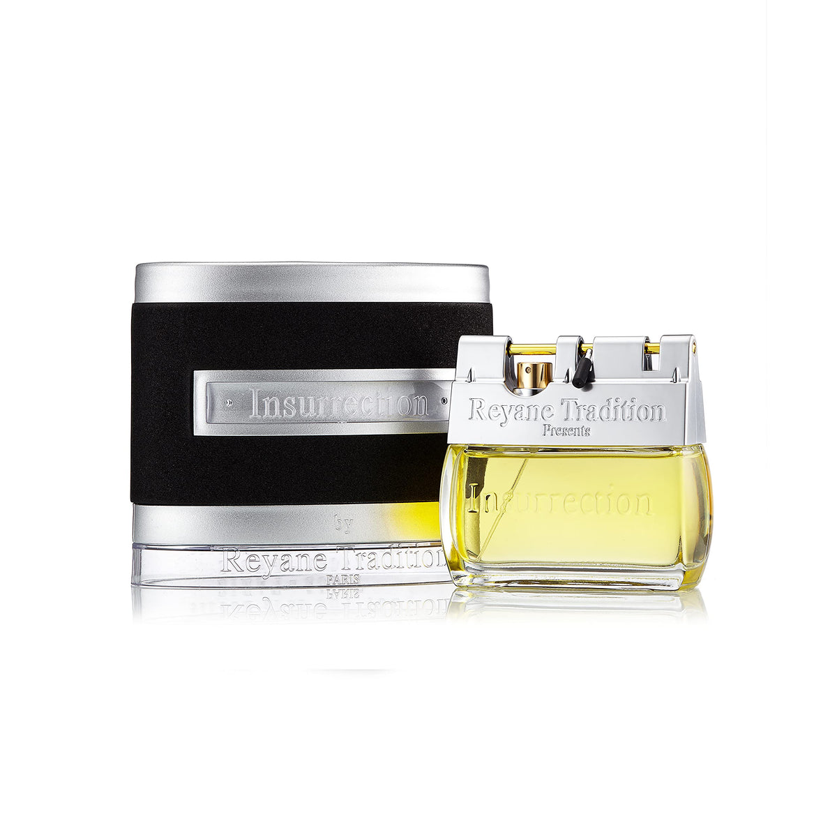 Reyane Tradition Insurrection Classique bottle closeup for confident aroma.