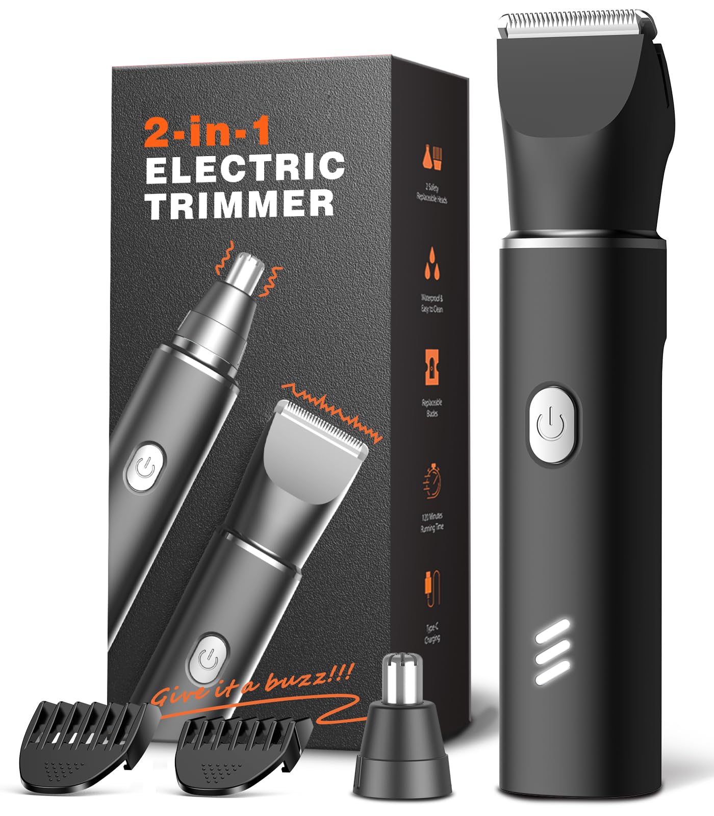 REYOLL body hair trimmer dual blades closeup demonstrates efficient grooming for quick routines.