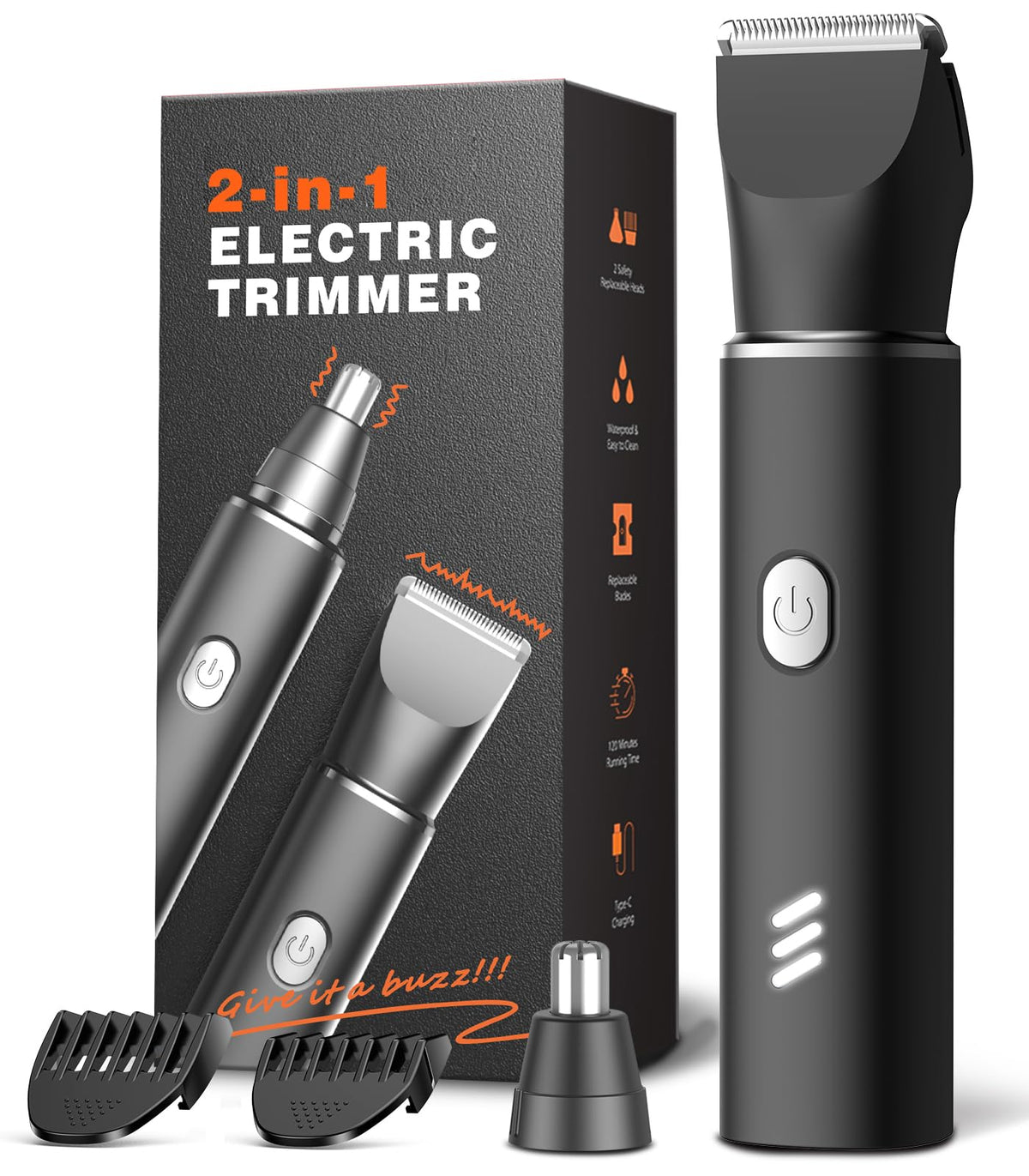 REYOLL body hair trimmer dual blades closeup demonstrates efficient grooming for quick routines.