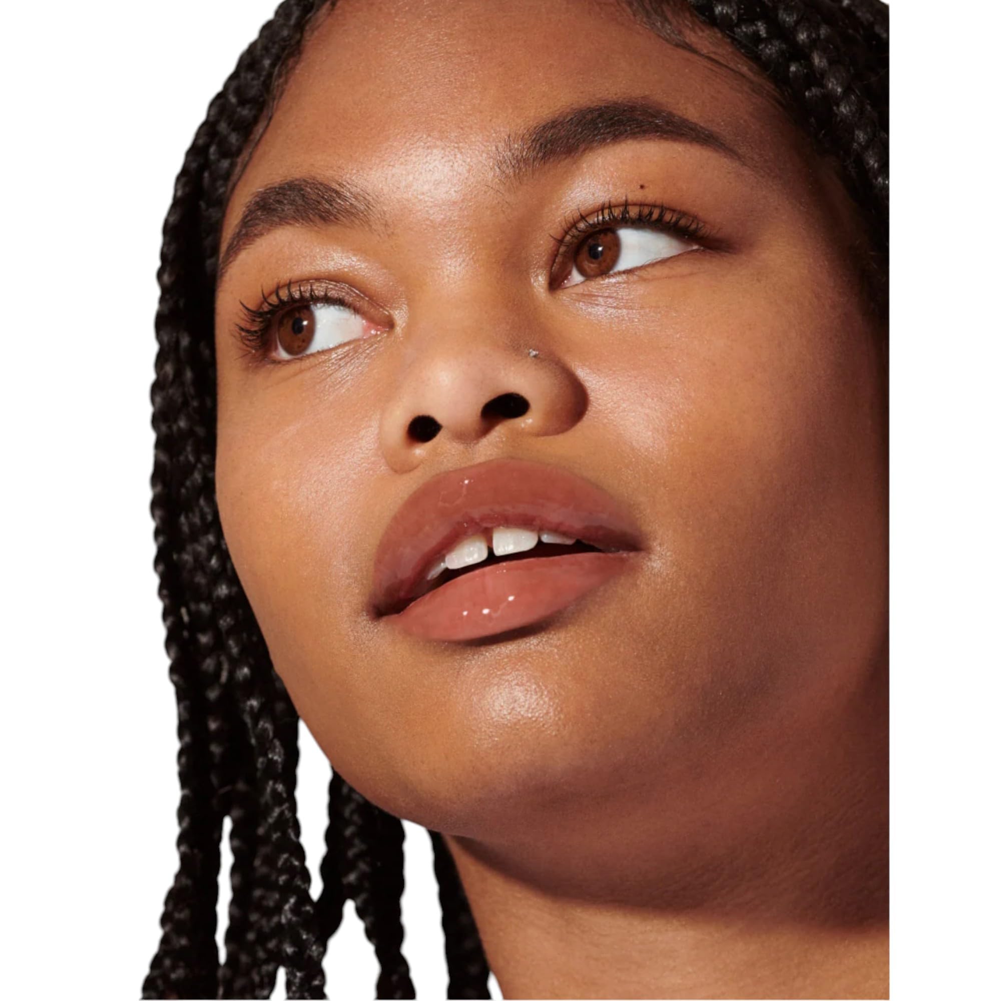 Rhode Lip Tint Toast swatch reveals sheer buildable color and glossy finish