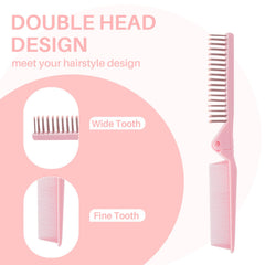 RHOS double-headed detangler teeth closeup showing versatile design for hair types