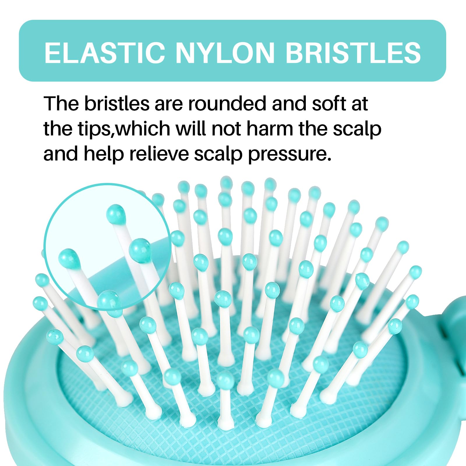 RHOS folding brush durable ABS material close-up.