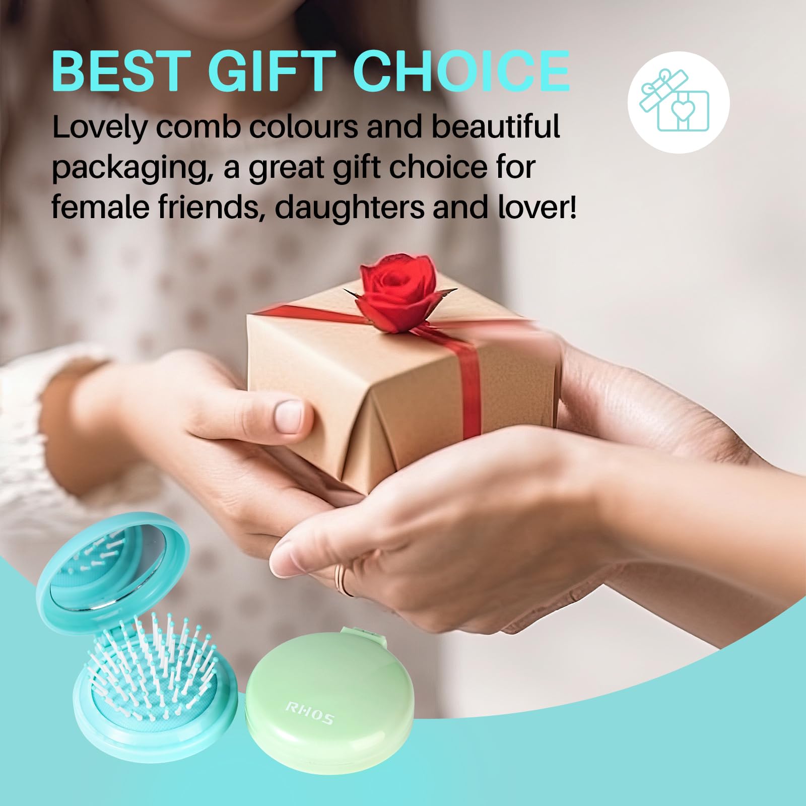 RHOS folding brush gift packaging, ready to surprise.