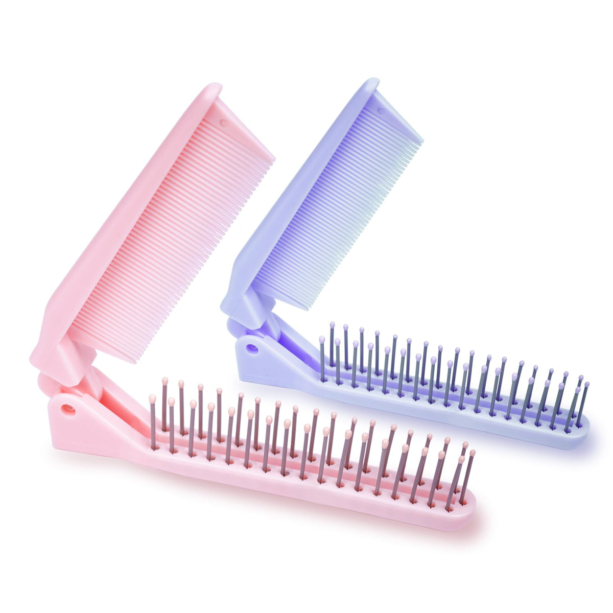 RHOS mini folding comb pink open for travel-ready detangling on the go.