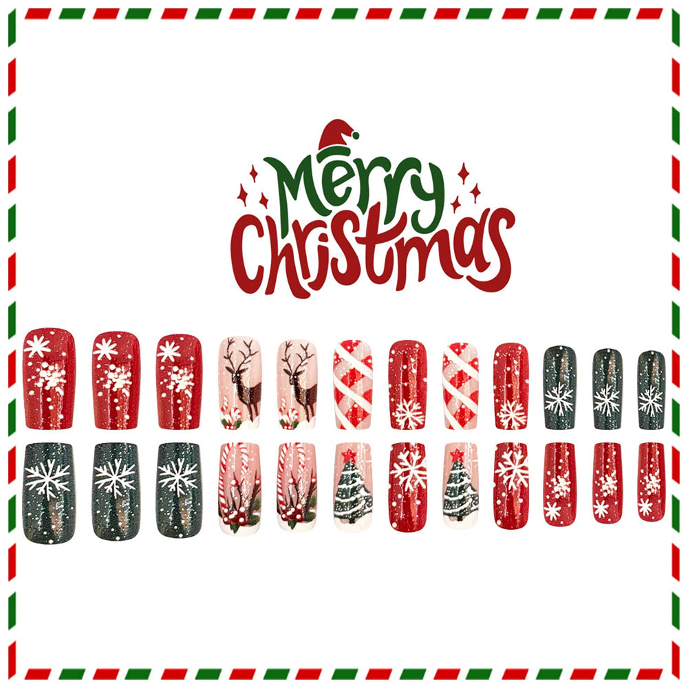 Uñas postizas cuadradas Rhspayh, acabado brillante para un estilo moderno.
