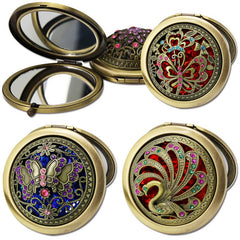 Rich Boxer portable pocket mirror bronze finish fits handbags and purses for quick checks.