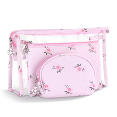 Richeart clear makeup bag with zipper showing items at a glance for easy travel organization