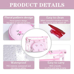 Richeart floral design clear bag ideal for cosmetics and accessories