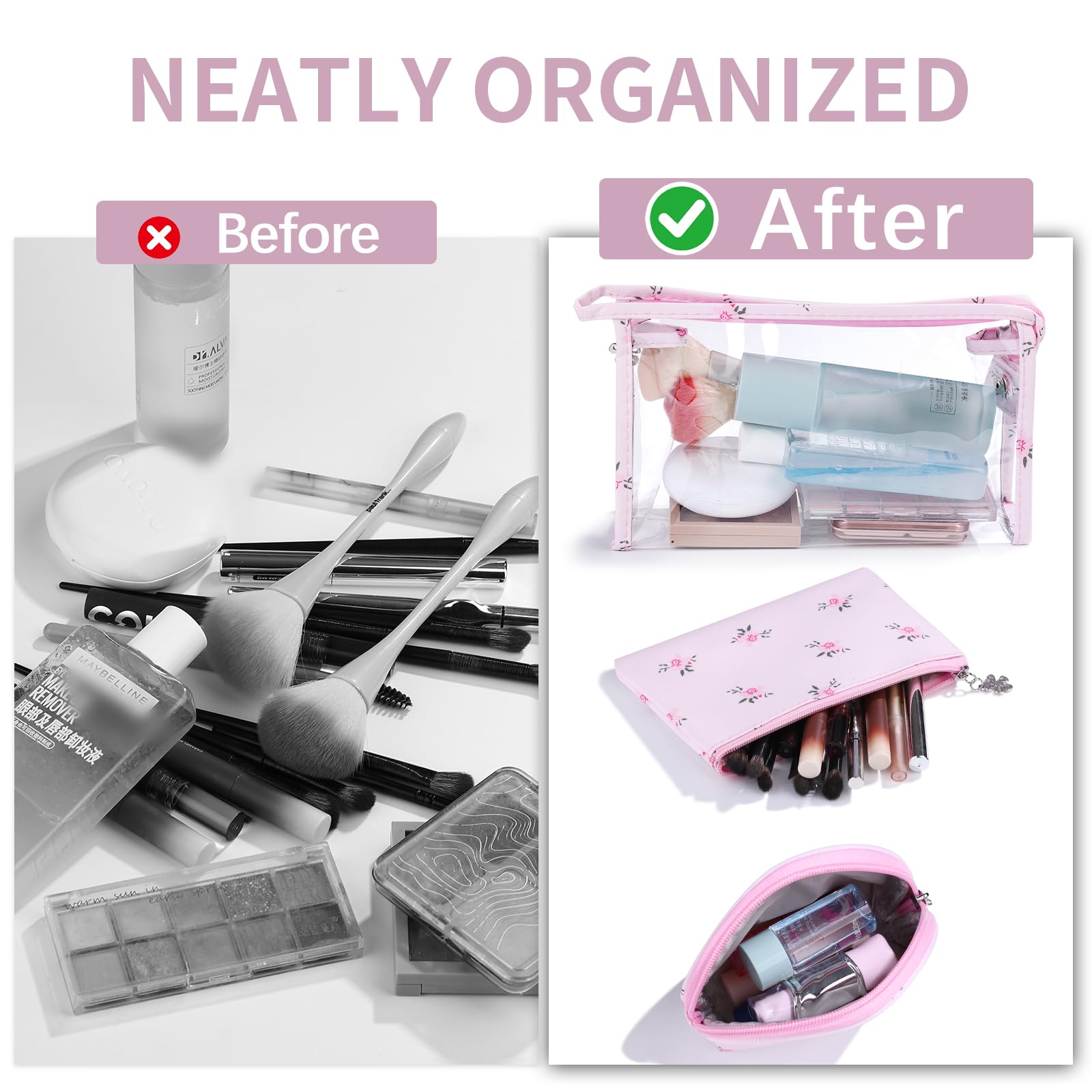 Richeart waterproof makeup bag protects contents from spills during travel