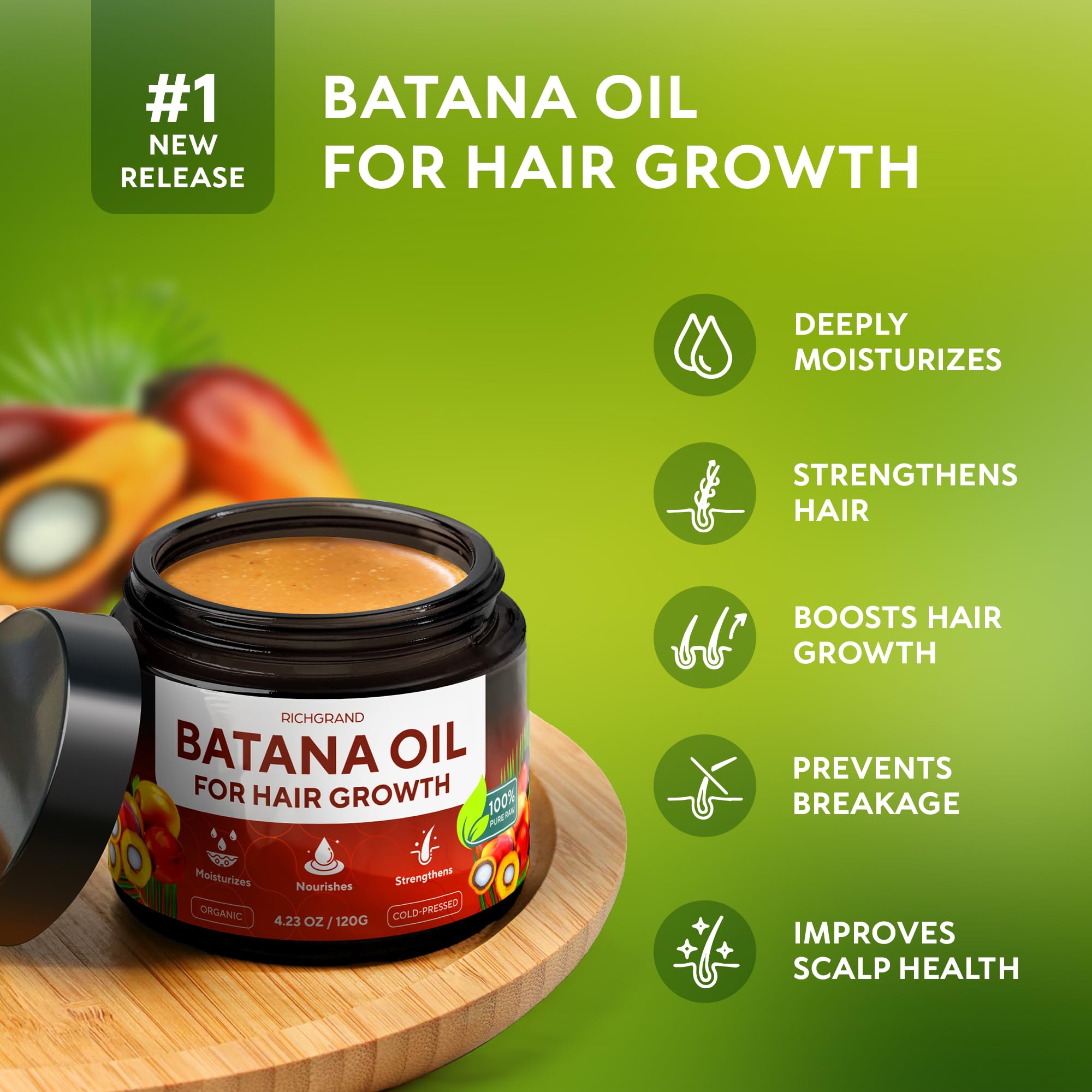 RICHGRAND Batana Oil scalp massage scene demonstrates soothing hydration.