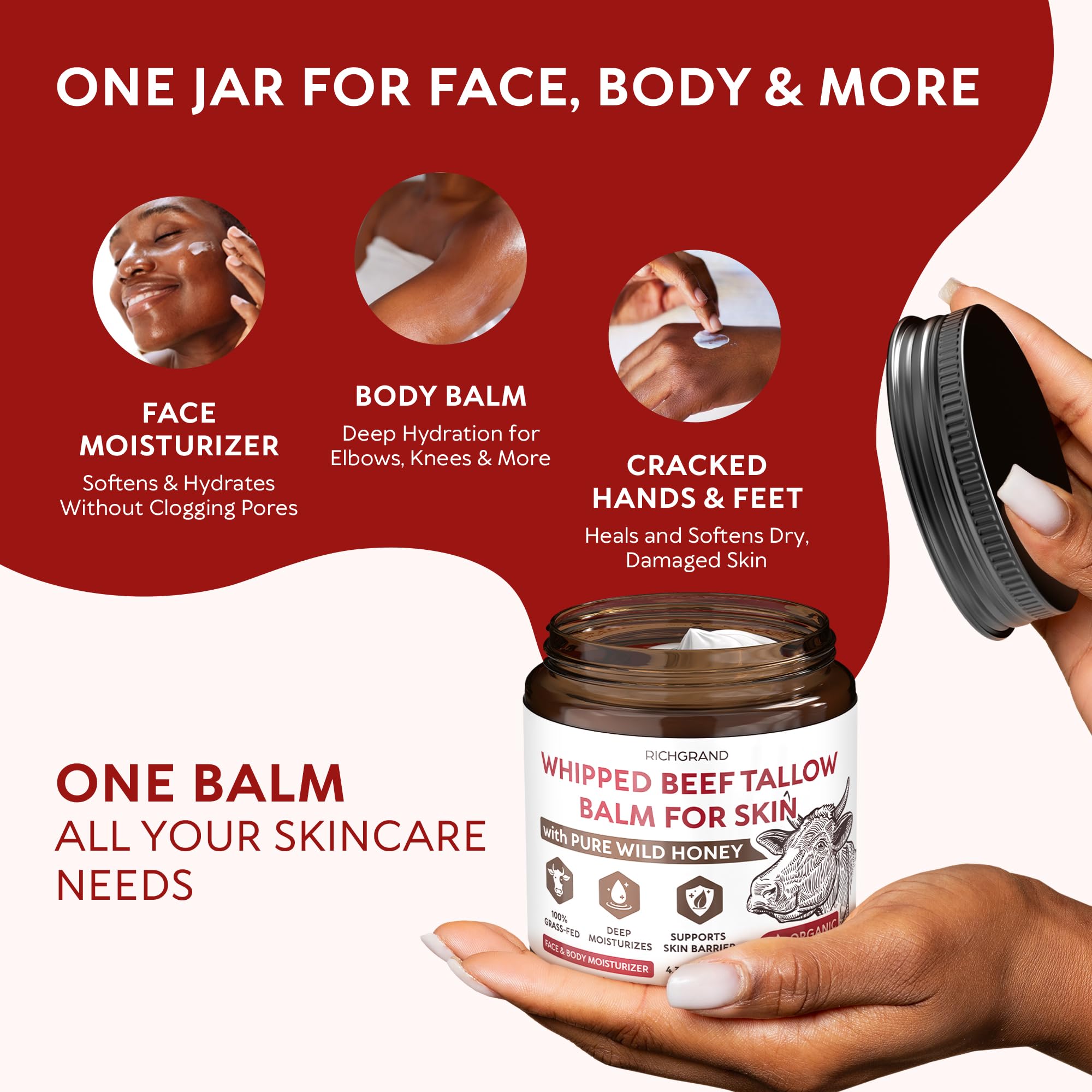RICHGRAND balm hydrating dry patches on elbows and heels