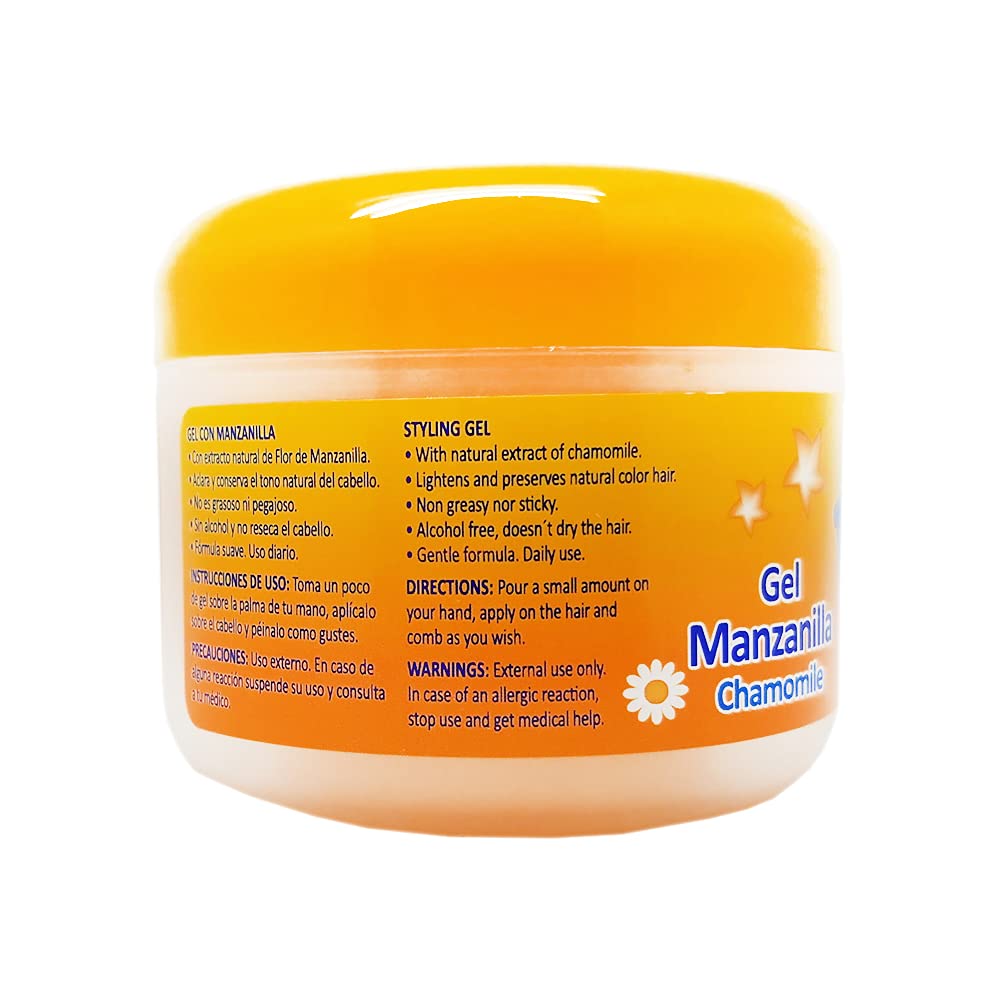 Ricitos de Oro Chamomile Styling Gel natural-ingredients icon emphasizes plant-based formula.