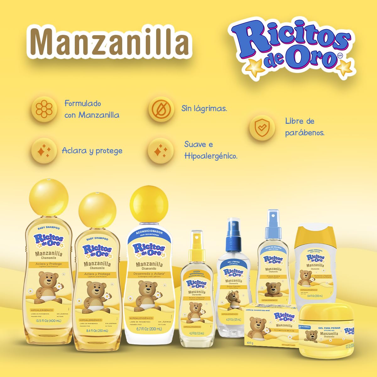 Ricitos de Oro Clarifying Lotion Chamomile Goldilocks 125 ml hair shows added shine and silkiness.