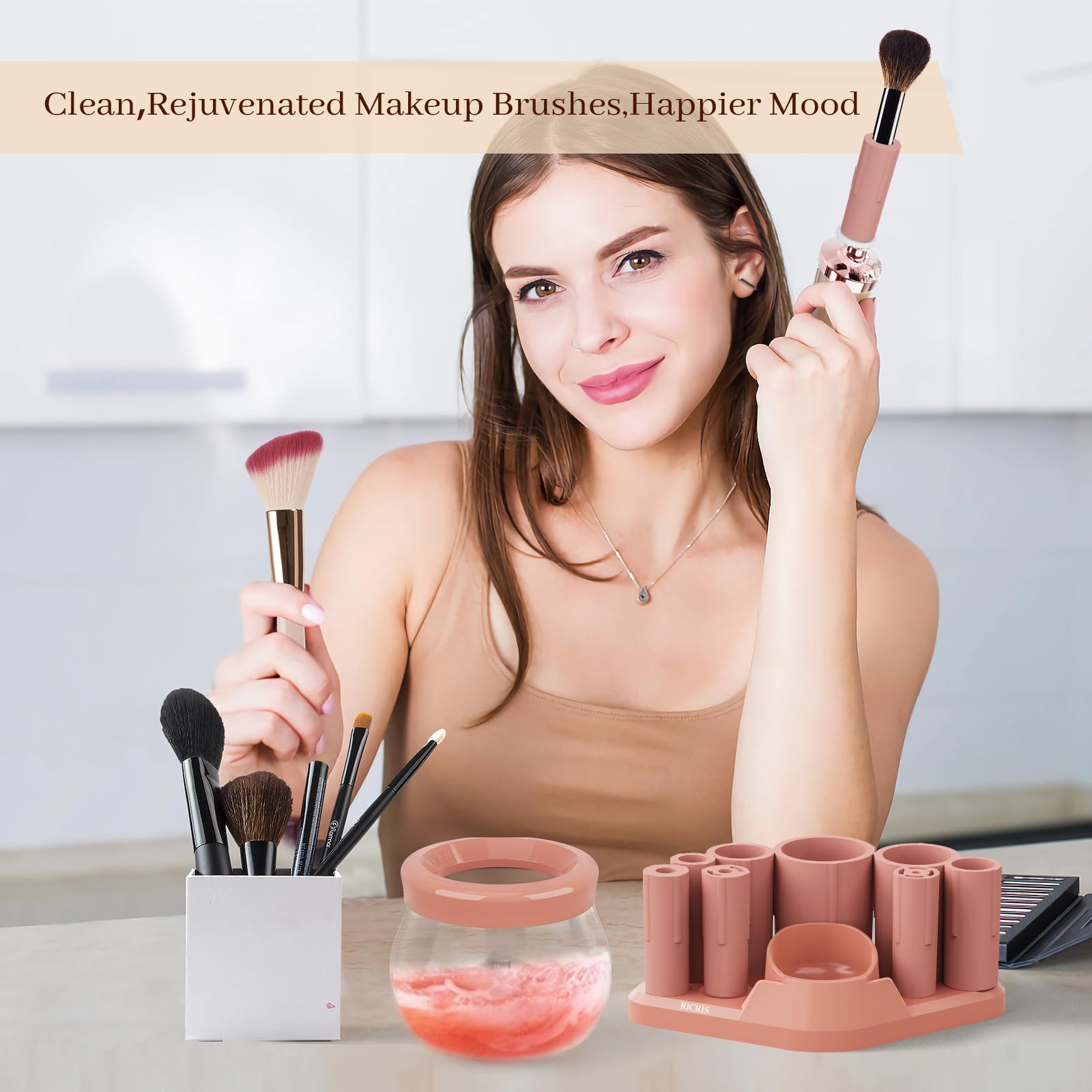 RICRIS splash-proof cup design prevents spills during busy routines.